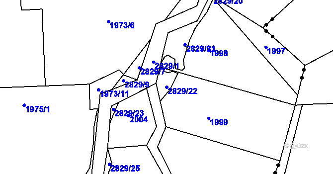 Parcela st. 2829/22 v KÚ Šluknov, Katastrální mapa