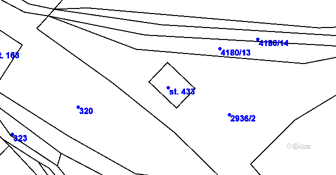 Parcela st. 433 v KÚ Šonov u Broumova, Katastrální mapa