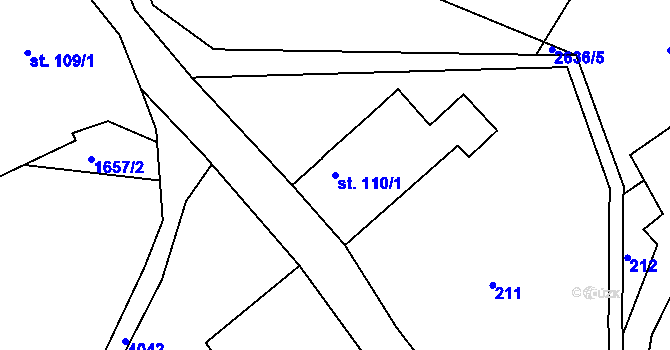 Parcela st. 110/1 v KÚ Šonov u Broumova, Katastrální mapa