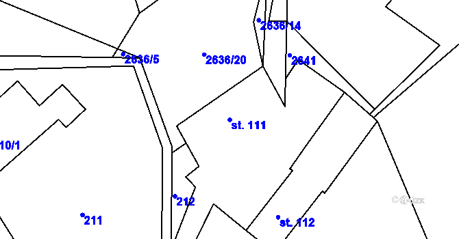 Parcela st. 111 v KÚ Šonov u Broumova, Katastrální mapa