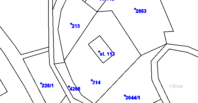 Parcela st. 113 v KÚ Šonov u Broumova, Katastrální mapa
