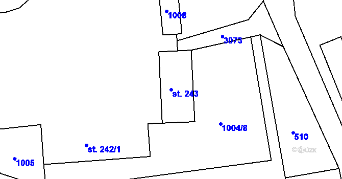 Parcela st. 243 v KÚ Šonov u Broumova, Katastrální mapa
