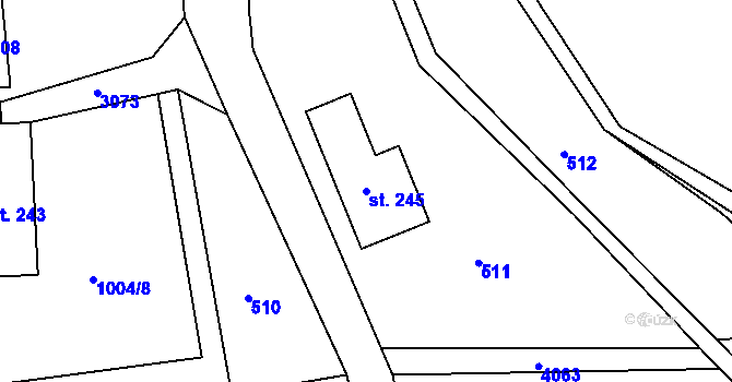 Parcela st. 245 v KÚ Šonov u Broumova, Katastrální mapa