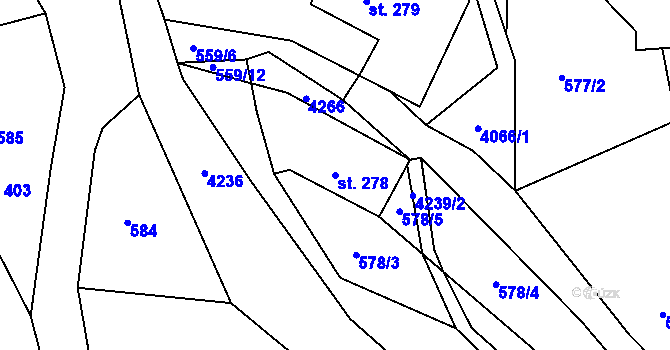 Parcela st. 278 v KÚ Šonov u Broumova, Katastrální mapa