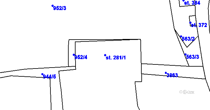 Parcela st. 281/1 v KÚ Šonov u Broumova, Katastrální mapa