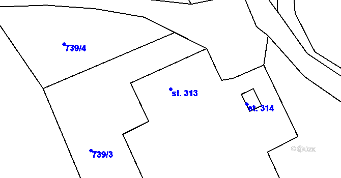 Parcela st. 313 v KÚ Šonov u Broumova, Katastrální mapa