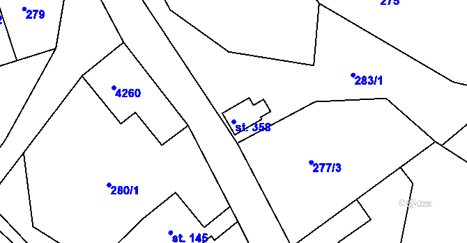 Parcela st. 358 v KÚ Šonov u Broumova, Katastrální mapa