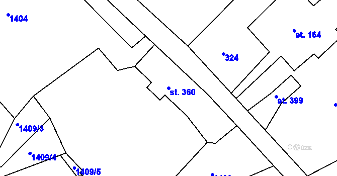 Parcela st. 360 v KÚ Šonov u Broumova, Katastrální mapa