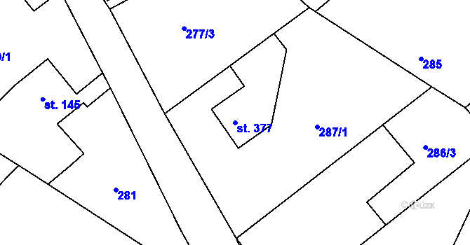 Parcela st. 377 v KÚ Šonov u Broumova, Katastrální mapa