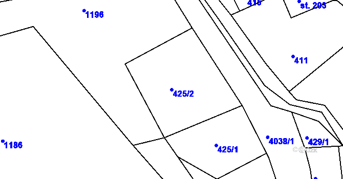 Parcela st. 425/2 v KÚ Šonov u Broumova, Katastrální mapa