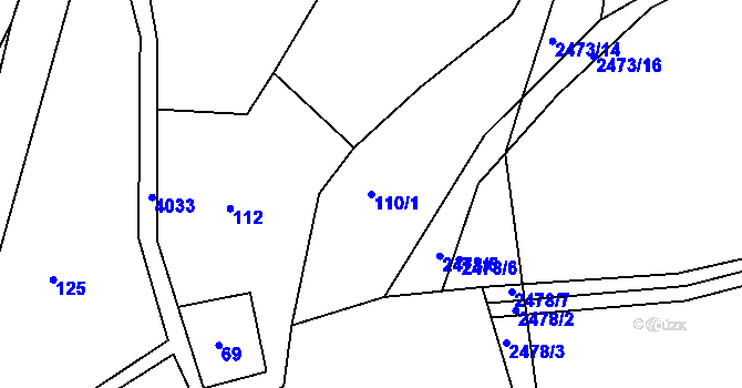 Parcela st. 110/1 v KÚ Šonov u Broumova, Katastrální mapa