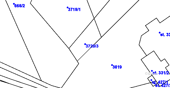 Parcela st. 3720/3 v KÚ Šonov u Broumova, Katastrální mapa