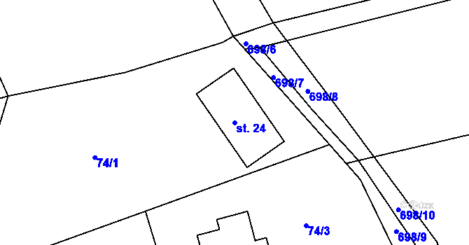 Parcela st. 24 v KÚ Šonov u Nového Města nad Metují, Katastrální mapa