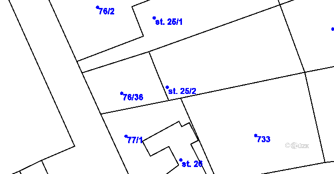 Parcela st. 25/2 v KÚ Šonov u Nového Města nad Metují, Katastrální mapa