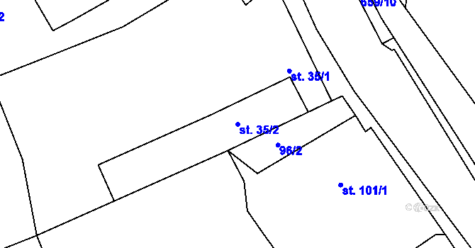 Parcela st. 35/2 v KÚ Šonov u Nového Města nad Metují, Katastrální mapa
