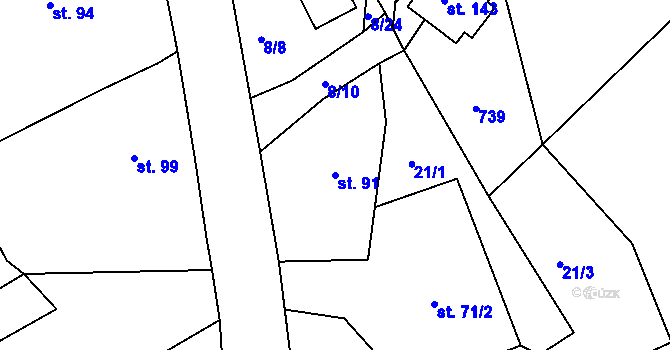 Parcela st. 91 v KÚ Šonov u Nového Města nad Metují, Katastrální mapa