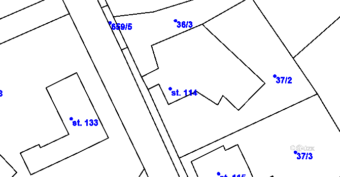 Parcela st. 114 v KÚ Šonov u Nového Města nad Metují, Katastrální mapa