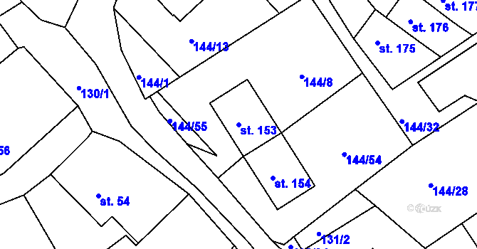 Parcela st. 153 v KÚ Šonov u Nového Města nad Metují, Katastrální mapa