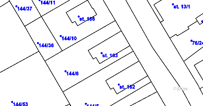 Parcela st. 163 v KÚ Šonov u Nového Města nad Metují, Katastrální mapa