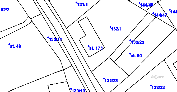 Parcela st. 173 v KÚ Šonov u Nového Města nad Metují, Katastrální mapa