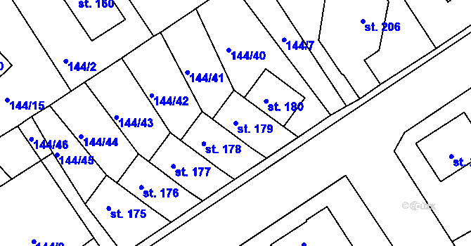 Parcela st. 179 v KÚ Šonov u Nového Města nad Metují, Katastrální mapa