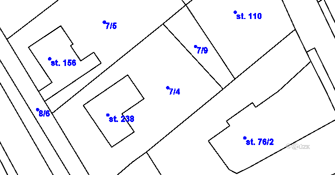 Parcela st. 7/4 v KÚ Šonov u Nového Města nad Metují, Katastrální mapa