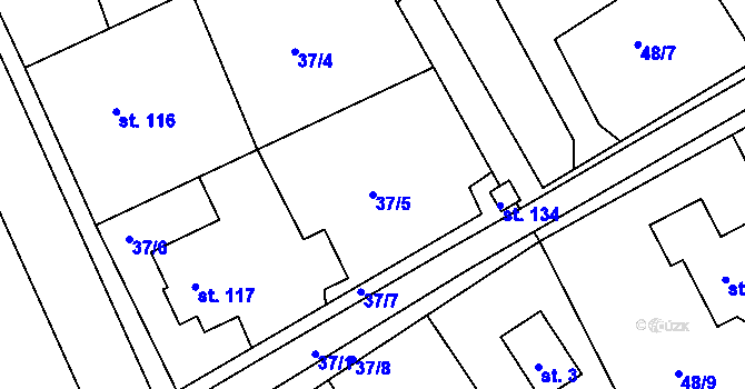 Parcela st. 37/5 v KÚ Šonov u Nového Města nad Metují, Katastrální mapa
