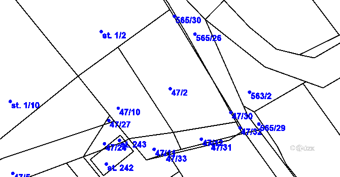 Parcela st. 47/2 v KÚ Šonov u Nového Města nad Metují, Katastrální mapa