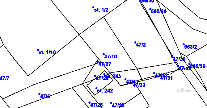 Parcela st. 47/10 v KÚ Šonov u Nového Města nad Metují, Katastrální mapa