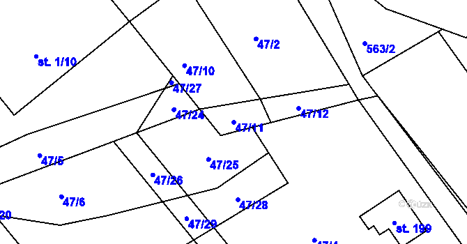 Parcela st. 47/11 v KÚ Šonov u Nového Města nad Metují, Katastrální mapa
