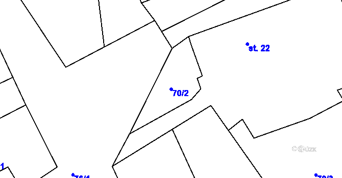 Parcela st. 70/2 v KÚ Šonov u Nového Města nad Metují, Katastrální mapa