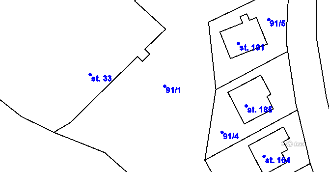 Parcela st. 91/1 v KÚ Šonov u Nového Města nad Metují, Katastrální mapa