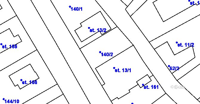 Parcela st. 140/2 v KÚ Šonov u Nového Města nad Metují, Katastrální mapa