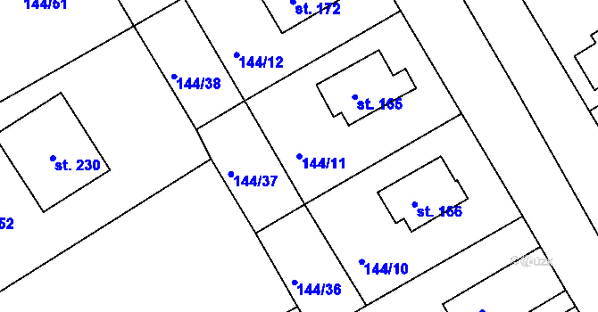 Parcela st. 144/11 v KÚ Šonov u Nového Města nad Metují, Katastrální mapa