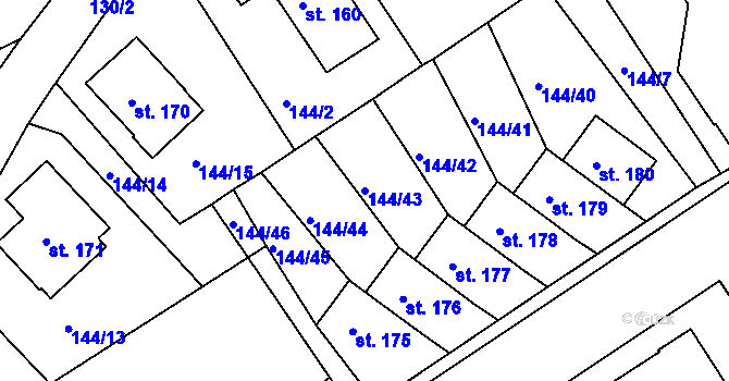 Parcela st. 144/43 v KÚ Šonov u Nového Města nad Metují, Katastrální mapa