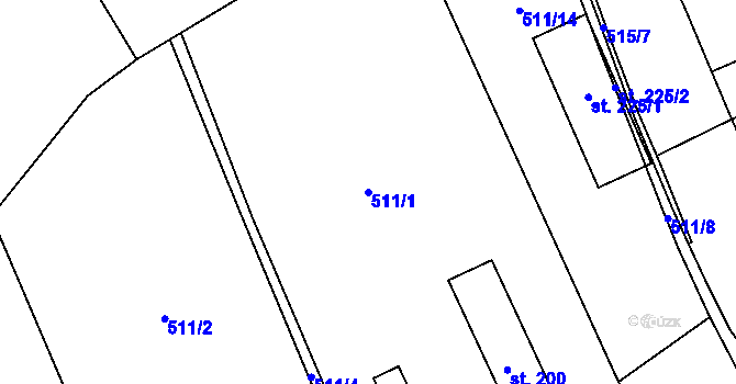 Parcela st. 511/1 v KÚ Šonov u Nového Města nad Metují, Katastrální mapa