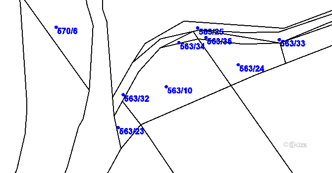 Parcela st. 563/10 v KÚ Šonov u Nového Města nad Metují, Katastrální mapa