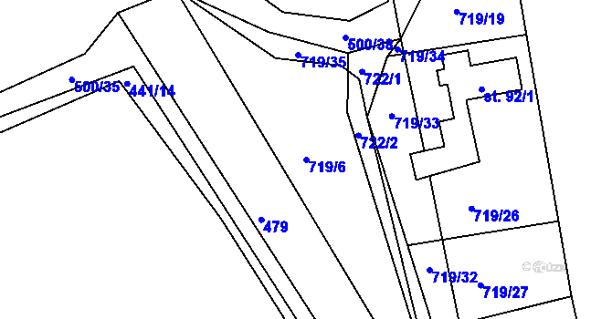 Parcela st. 719/6 v KÚ Šonov u Nového Města nad Metují, Katastrální mapa