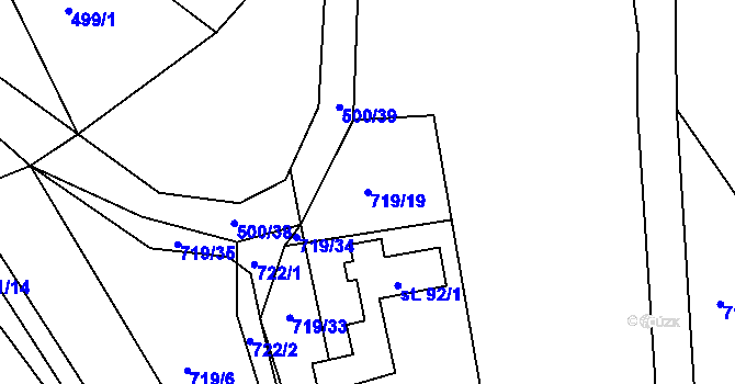 Parcela st. 719/19 v KÚ Šonov u Nového Města nad Metují, Katastrální mapa
