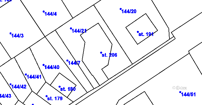 Parcela st. 206 v KÚ Šonov u Nového Města nad Metují, Katastrální mapa