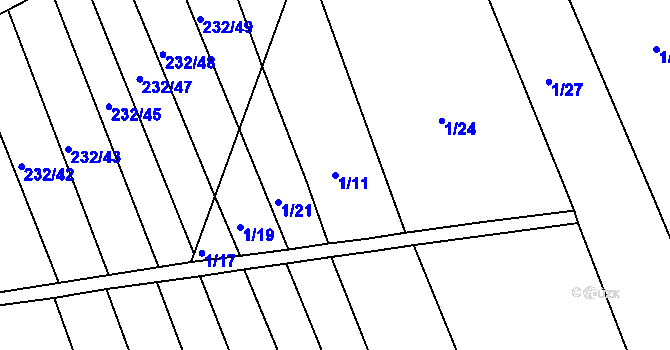 Parcela st. 1/11 v KÚ Šonov u Nového Města nad Metují, Katastrální mapa