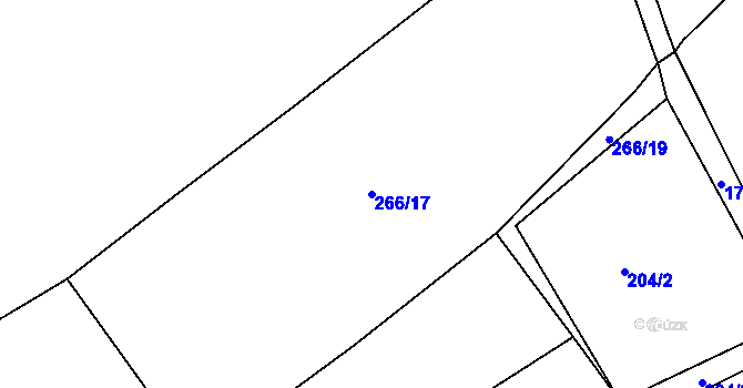 Parcela st. 266/17 v KÚ Šonov u Nového Města nad Metují, Katastrální mapa