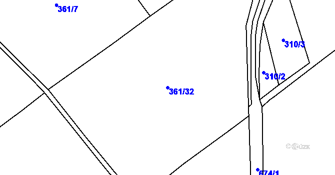 Parcela st. 361/32 v KÚ Šonov u Nového Města nad Metují, Katastrální mapa