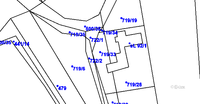 Parcela st. 719/33 v KÚ Šonov u Nového Města nad Metují, Katastrální mapa