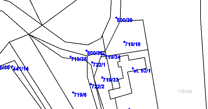 Parcela st. 719/34 v KÚ Šonov u Nového Města nad Metují, Katastrální mapa