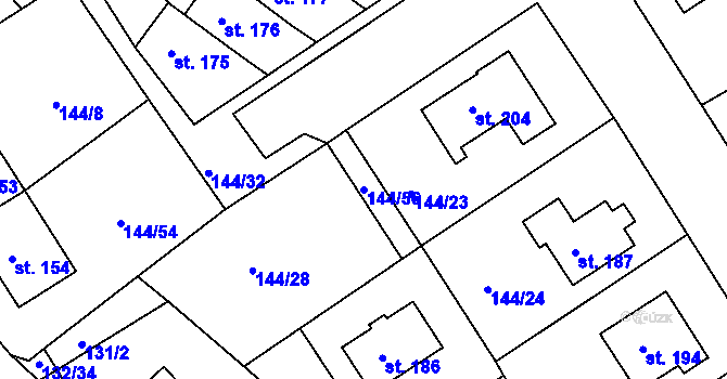 Parcela st. 144/56 v KÚ Šonov u Nového Města nad Metují, Katastrální mapa
