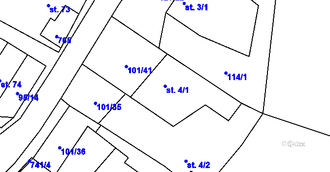Parcela st. 4/1 v KÚ Šošůvka, Katastrální mapa