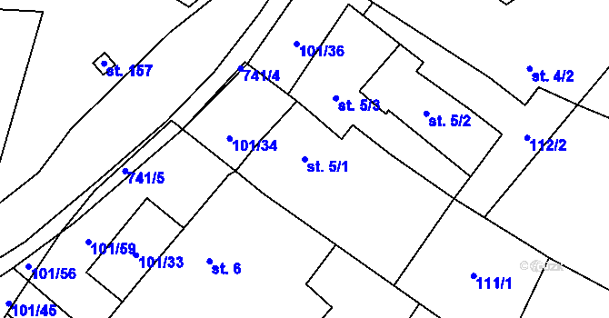 Parcela st. 5/1 v KÚ Šošůvka, Katastrální mapa