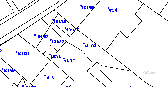 Parcela st. 7/2 v KÚ Šošůvka, Katastrální mapa