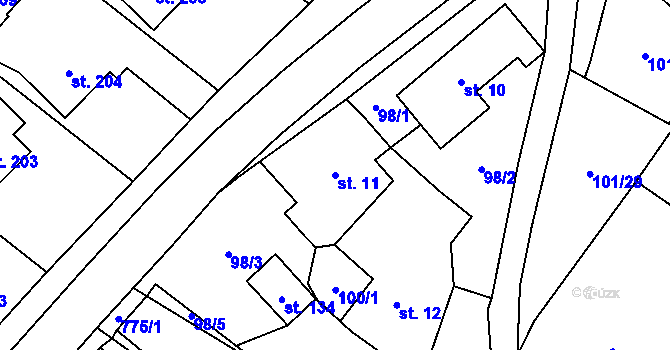 Parcela st. 11 v KÚ Šošůvka, Katastrální mapa